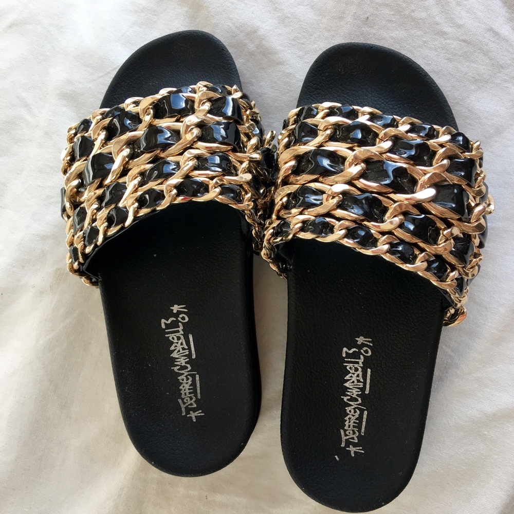 ✨Jeffrey Campbell Gold Chain Slides✨
